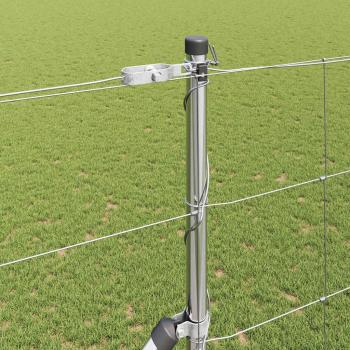 Feldzaun 1.5x25 m feuerverzinkter Stahl, Zaunpfosten mit Spike 13 Stück Ø32 mm 170 cm feuerverzinkter Stahl