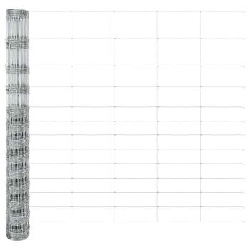 Feldzaun 1.5x25 m feuerverzinkter Stahl, Zaunpfosten mit Spike 13 Stück Ø32 mm 170 cm feuerverzinkter Stahl