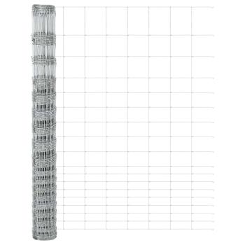 Feldzaun 1,5x25 m verzinkter Stahl, Zaunpfosten mit Spitze 13 Stück Ø32 mm 170 cm verzinkter Stahl