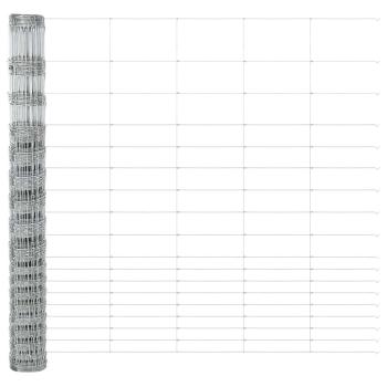 Feldzaun 1,5x25 m aus verzinktem Stahl, Zaunpfosten mit Spike, 13 Stück, Ø32 mm, 170 cm, verzinkter Stahl