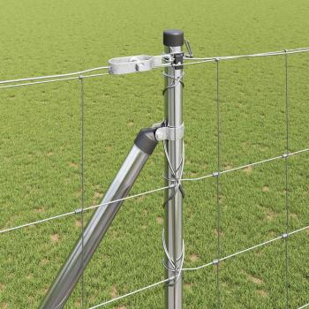 Feldzaun 1,6 x 25 m Verzinkter Stahl, Zaunpfosten mit Spike 13 Stück Ø32 mm 180 cm Verzinkter Stahl