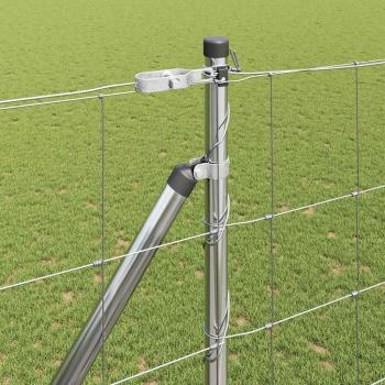 Field Fence 1.6x25 m Verzinkter Stahl, Zaunpfosten mit Spike 13 Stück Ø32 mm 180 cm Verzinkter Stahl