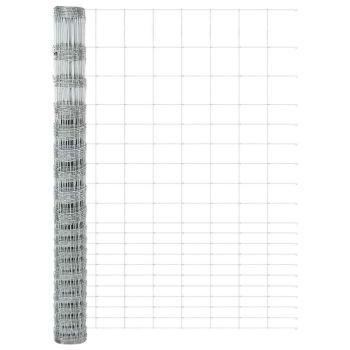 Field Fence 1.6x25 m Verzinkter Stahl, Zaunpfosten mit Spike 13 Stück Ø32 mm 180 cm Verzinkter Stahl