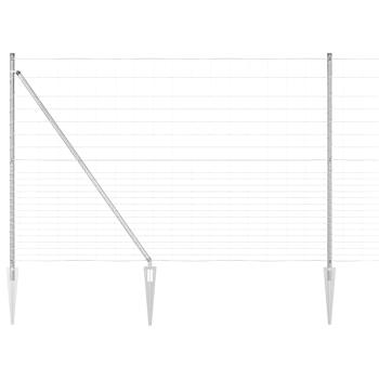 Feldzaun 1,6x25 m Verzinkter Stahl, Zaunpfosten mit Spike 13 Stück Ø32 mm 180 cm Verzinkter Stahl