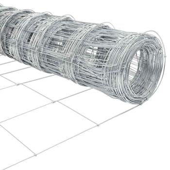 Feldzaun 0,8 x 50 m aus verzinktem Stahl, Zaunpfosten mit Spike 13 Stück Ø32 mm 100 cm aus verzinktem Stahl