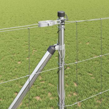 Feldzaun 1.2x50 m verzinkter Stahl, Zaunpfosten mit Spike 13 Stück Ø32 mm 140 cm verzinkter Stahl