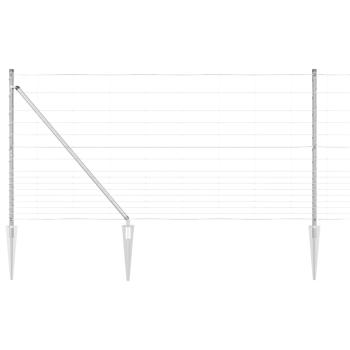 Feldzaun 1,2x50 m Verzinkter Stahl, Zaunpfosten mit Spike 13 Stück Ø32 mm 140 cm Verzinkter Stahl