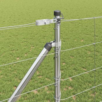 Feldzaun 1,2x50 m Verzinkter Stahl, Zaunpfosten mit Spike 13 Stück Ø32 mm 140 cm Verzinkter Stahl