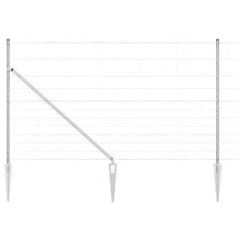 Feldzaun 1,4x50 m verzinkter Stahl, Zaunpfosten mit Spike 13 Stück Ø32 mm 160 cm verzinkter Stahl