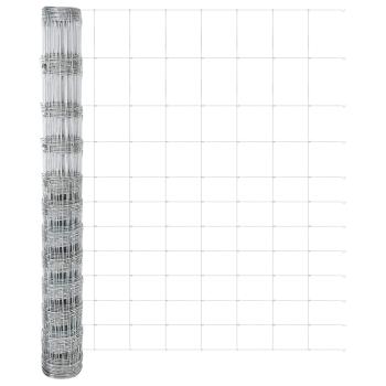 Feldzaun 1,4x50 m verzinkter Stahl, Zaunpfosten mit Spike 13 Stück Ø32 mm 160 cm verzinkter Stahl