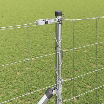 Feldzaun 1,4x50 m verzinkter Stahl, Zaunpfosten mit Spike 13 Stück Ø32 mm 160 cm verzinkter Stahl