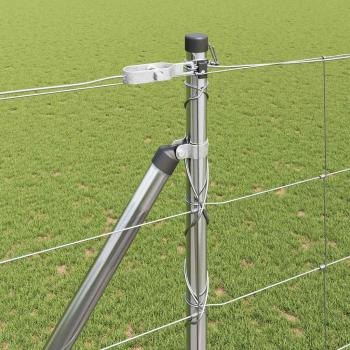 Feldzaun 1.6x50 m Verzinkter Stahl, Zaunpfosten mit Spitze 13 Stück Ø32 mm 180 cm Verzinkter Stahl