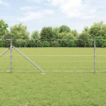 ARDEBO.de - Wiesenzaun 0,8x100 m verzinkter Stahl, Zaunpfosten mit Schraube 13 Stk Ø32 mm 100 cm verzinkter Stahl