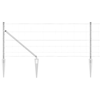 Wiesenzaun 0,8x100 m verzinkter Stahl, Zaunpfosten mit Schraube 13 Stk Ø32 mm 100 cm verzinkter Stahl