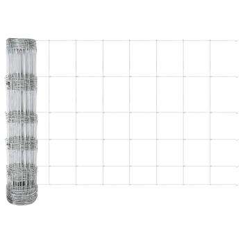 Wiesenzaun 0,8x100 m verzinkter Stahl, Zaunpfosten mit Schraube 13 Stk Ø32 mm 100 cm verzinkter Stahl