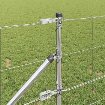 Feldzaun 0.8x100 m verzinkter Stahl, Zaunpfosten mit Spitze 13 Stück Ø32 mm 100 cm verzinkter Stahl