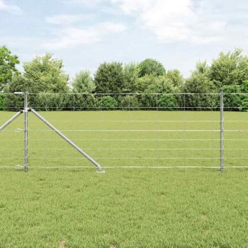 ARDEBO.de - Feldzaun 0.8x100 m Verzinkter Stahl, Zaunpfosten mit Spitze 13 Stück Ø32 mm 100 cm Verzinkter Stahl