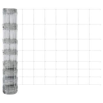 Feldzaun 1x25 m verzinkter Stahl, Zaunpfähle mit Basisplatten 13 Stück Ø32mm 110cm verzinkter Stahl