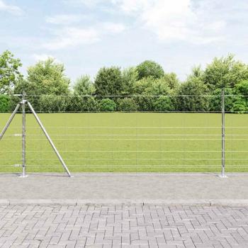 ARDEBO.de - Feldzaun 1x25 m Verzinkter Stahl, Zaunpfosten mit Basisplatten 13 Stück Ø32mm 110cm Verzinkter Stahl