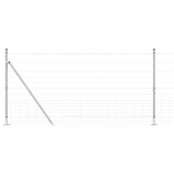 Feldzaun 1,2 x 25 m feuerverzinkter Stahl, Zaunpfosten mit Fußplatten 13 Stück Ø32mm 68,5cm feuerverzinkter Stahl