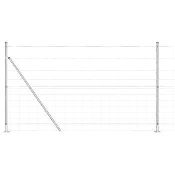 Feldzaun 1,4x25 m verzinkter Stahl, Zaunpfosten mit Bodenplatten 13 Stück Ø32mm 78,5cm verzinkter Stahl