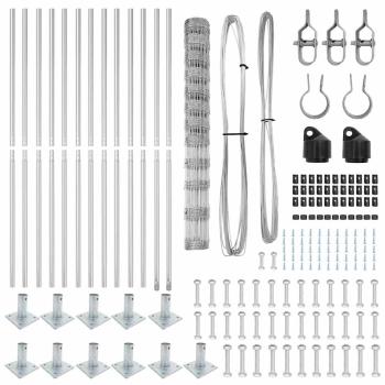 Feldzaun 1.4x25 m Verzinkter Stahl, Zaunpfosten mit Fundamentplatten 13 Stk Ø32mm 78,5cm Verzinkter Stahl