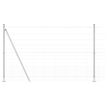 Feldzaun 1,5x25 m Verzinkter Stahl, Zaunpfosten mit Bodenplatten 13 Stück Ø32mm 83,5cm Verzinkter Stahl