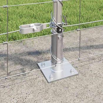 Weidezaun 0.8x50 m Verzinkter Stahl, Zaunpfosten mit Basisplatten 13 pcs Ø32mm 90cm Verzinkter Stahl