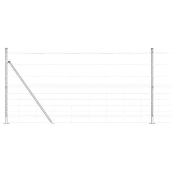 Feldzaun 1,2 x 50 m verzinkter Stahl, Zaunpfosten mit Sockelplatten 13 Stück Ø32mm 68,5cm verzinkter Stahl