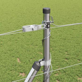 Feldzaun 1,2 x 50 m verzinkter Stahl, Zaunpfosten mit Sockelplatten 13 Stück Ø32mm 68,5cm verzinkter Stahl
