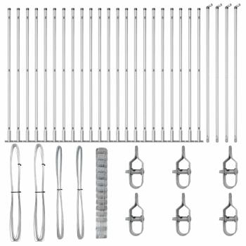 Feldzaun 1,4x50 m Verzinkter Stahl, Zaunpfosten mit Bodenplatten 13 Stk Ø32mm 78,5cm Verzinkter Stahl