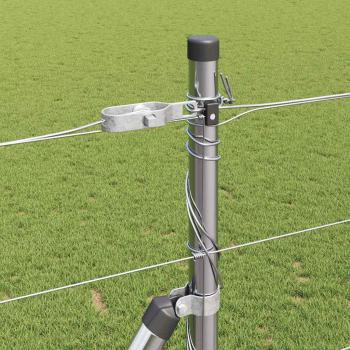 Weidezaun 1,4x50 m Verzinkter Stahl, Zaunpfosten mit Fußplatten 13 Stück Ø32mm 78,5cm Verzinkter Stahl