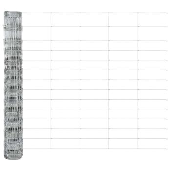 Weidezaun 1,4x50 m Verzinkter Stahl, Zaunpfosten mit Fußplatten 13 Stück Ø32mm 78,5cm Verzinkter Stahl