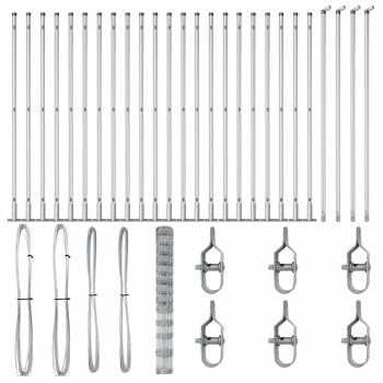 Feldzaun 1,5x50 m Verzinkter Stahl, Zaunpfosten mit Sockelplatten 13 Stück Ø32mm 83,5cm Verzinkter Stahl
