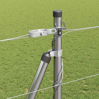 Feldzaun 1,5x50 m verzinkter Stahl, Zaunpfosten mit Basisplatten 13 Stk Ø32mm 83,5cm verzinkter Stahl