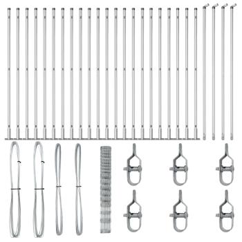 Weidezaun 1,5x50 m verzinkter Stahl, Zaunpfosten mit Bodenplatten 13 Stück Ø32mm 83,5cm verzinkter Stahl