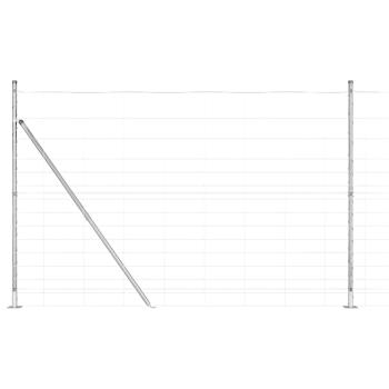 Weidezaun 1,6x50 m verzinkter Stahl, Zaunpfosten mit Bodenplatten 13 Stück Ø32mm 88,5cm verzinkter Stahl