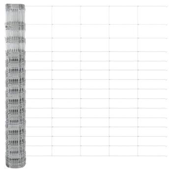 Weidezaun 1,6x50 m verzinkter Stahl, Zaunpfosten mit Bodenplatten 13 Stück Ø32mm 88,5cm verzinkter Stahl