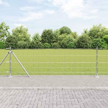 ARDEBO.de - Feldzaun 0.8x100 m Verzinkter Stahl, Zaunpfosten mit Fußplatten 13 Stk Ø32mm 90cm Verzinkter Stahl