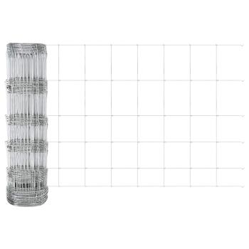 Feldzaun 0.8x100 m Verzinkter Stahl, Zaunpfosten mit Fußplatten 13 Stk Ø32mm 90cm Verzinkter Stahl