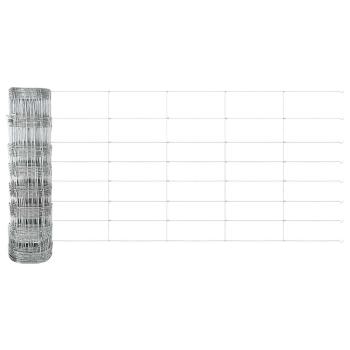 Feldzaun 0,8x100 m verzinkter Stahl, Zaunpfosten mit Basisplatten 13 Stück Ø32mm 90cm verzinkter Stahl