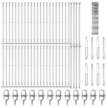 Feldzaun 1x100 m Verzinkter Stahl, Zaunpfosten mit Bodenplatten 13 Stück Ø32mm 110cm Verzinkter Stahl