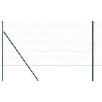 Hexagonzaun Grün 1,2x10 m Stahl, Zaunpfosten 7 Stück Grün Ø32 mm 170 cm Verzinkter Stahl