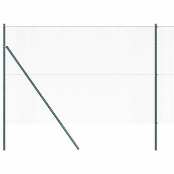 Sechseckzaun Grün 1.6x10 m Stahl, Zaunpfosten 7 Stück Grün Ø32 mm 210 cm verzinkter Stahl