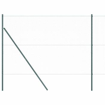 Sechseckzaun Grün 1,6x10 m Stahl, Zaunpfosten 7 Stück Grün Ø32 mm 210 cm verzinkter Stahl