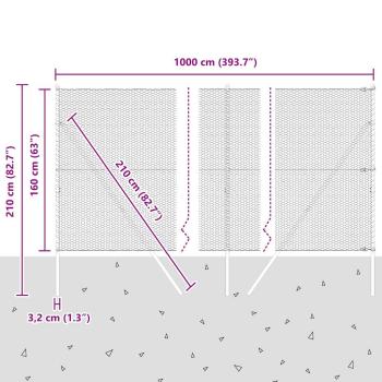 Bodenmontierter Sechseckzaun 10 x 1,6 m PVC-beschichteter Stahl
