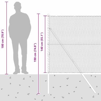 Sechseckzaun Grün 1.4x25 m Stahl, Zaunpfosten 13 Stück Grün Ø32 mm 190 cm verzinkter Stahl