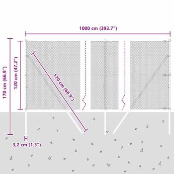 Bodenmontierter Sechseckzaun 10 x 1,2 m PVC-beschichteter Stahl
