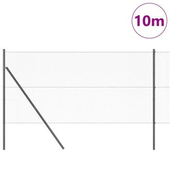 Hexagonzaun Grau 1,4x10 m Stahl, Zaunpfosten 7 Stück Grau Ø32 mm 190 cm Verzinkter Stahl
