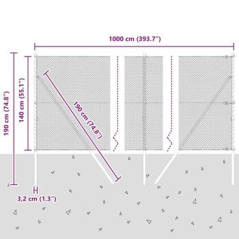 Bodenmontierter Sechseckzaun 10 x 1,4 m PVC-beschichteter Stahl